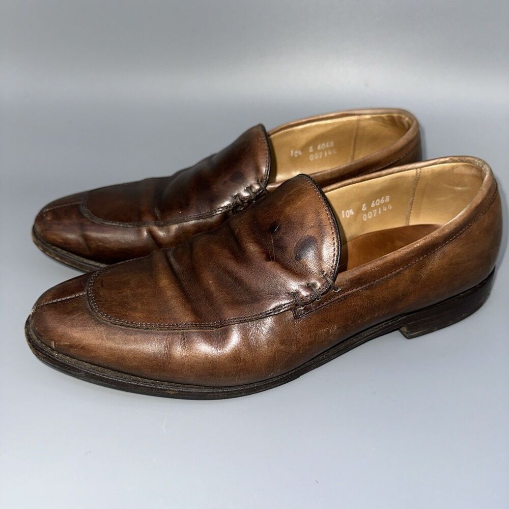 Allen Edmonds Steen Leather Loafers Men's Size 10.5 Split Toe Brown Cognac 6068